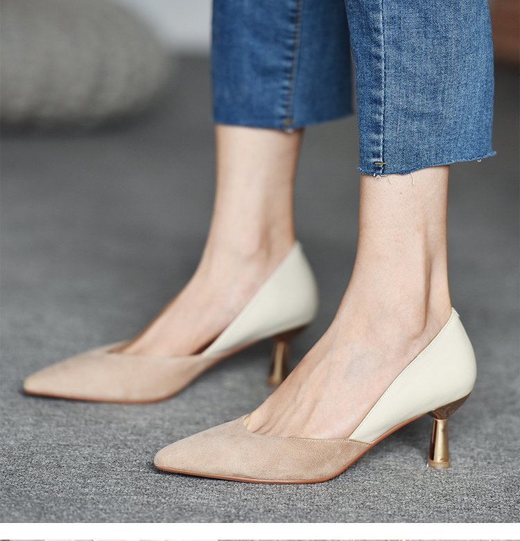 Women's Nude Autumn Pointed Toe Pumps - Drazelle Store