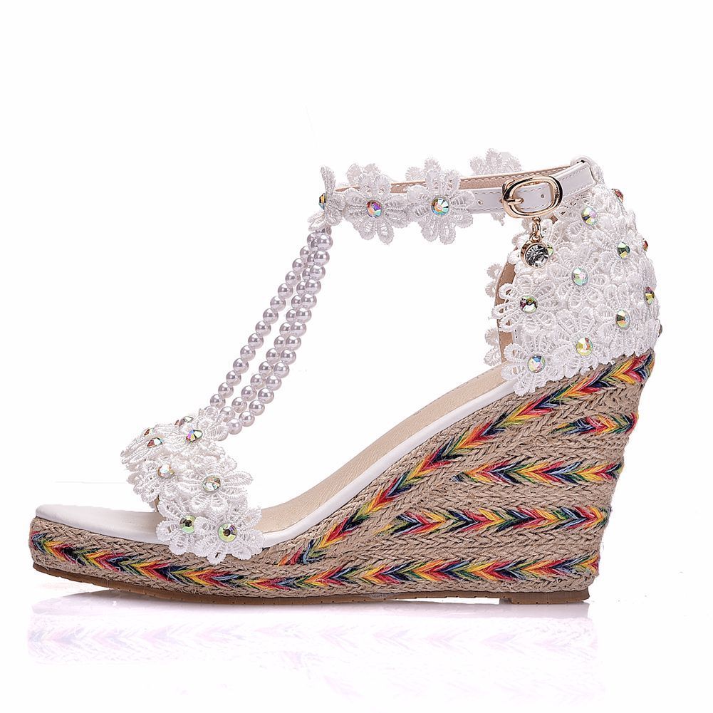 Rainbow Lace Beaded Sandals - Drazelle Store