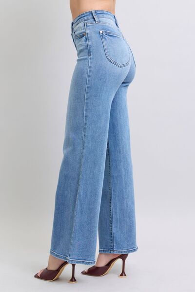 Judy Blue Full Size Wide Leg Jeans with Pockets - Drazelle Store