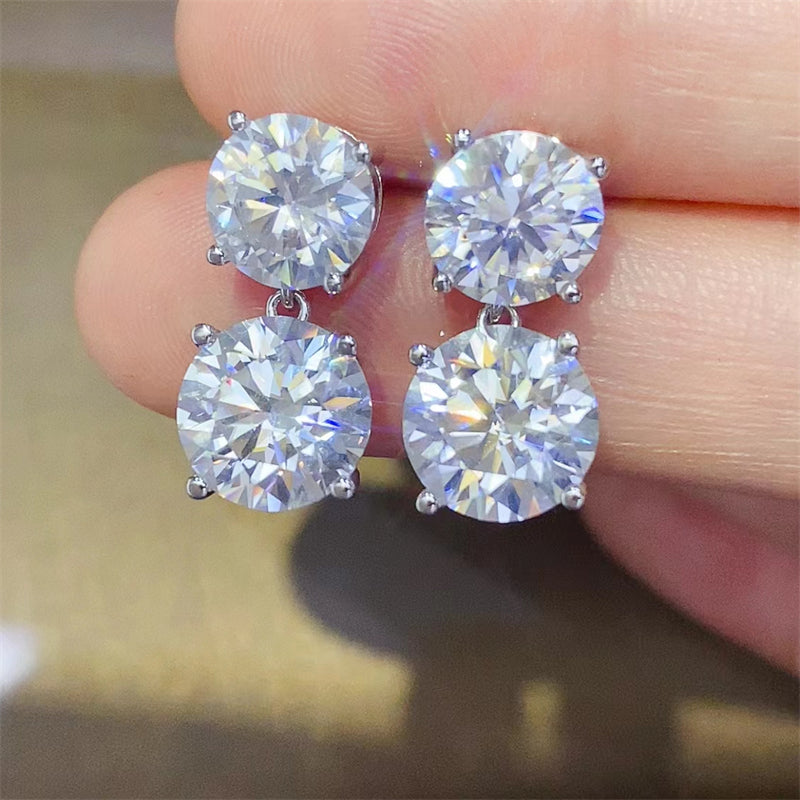 10 Carat Moissanite 925 Sterling Silver Earrings - Drazelle Store