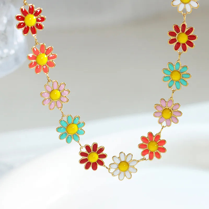 Titanium Steel Oil Drip Flower Bracelet - Drazelle Store