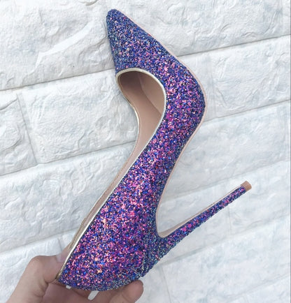 Symphony purple sequin high heels - Drazelle Store