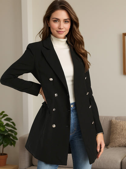 Lapel Collar Long Sleeve Blazer - Drazelle Store