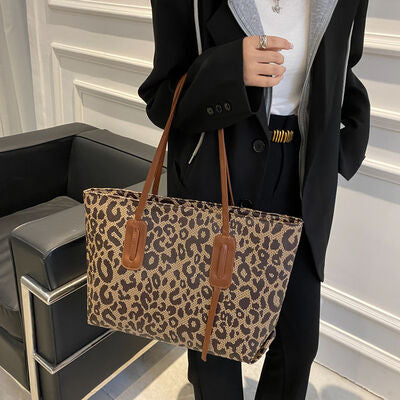 Leather Leopard Print Tote Bag - Drazelle Store