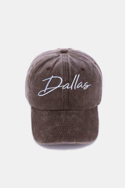 Zenana Washed DALLAS Embroidered Baseball Cap - Drazelle Store