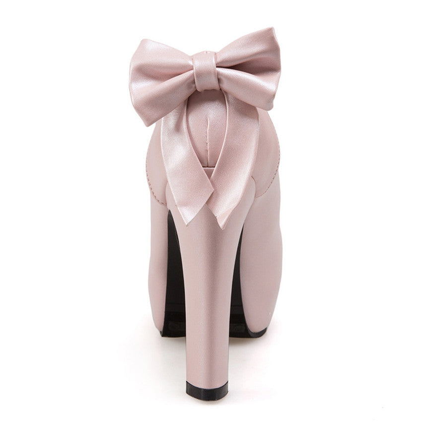 Round toe bow high heels - Drazelle Store