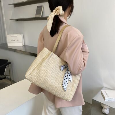 Straw Woven Leather Strap Handbag - Drazelle Store