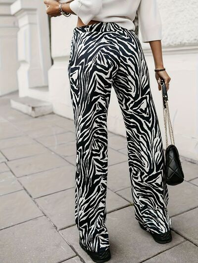 Full Size Animal Print Elastic Waist Pants - Drazelle Store