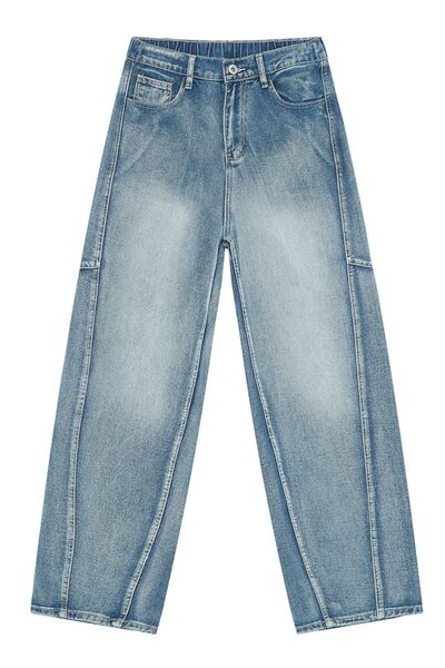 Mid Rise Wide Leg Jeans - Drazelle Store