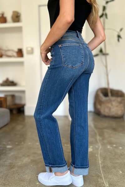 Judy Blue Full Size High Waist Front Seam Detail Straight Jeans - Drazelle Store