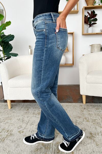 Judy Blue Full Size Mid Rise Release Hem Jeans - Drazelle Store