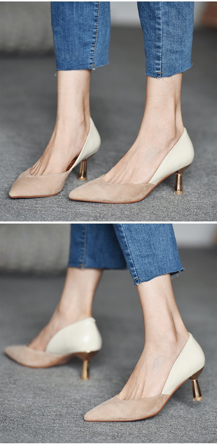 Women's Nude Autumn Pointed Toe Pumps - Drazelle Store