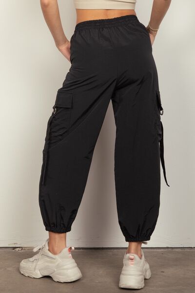 VERY J Elastic Waist Woven Cargo Pants - Drazelle Store