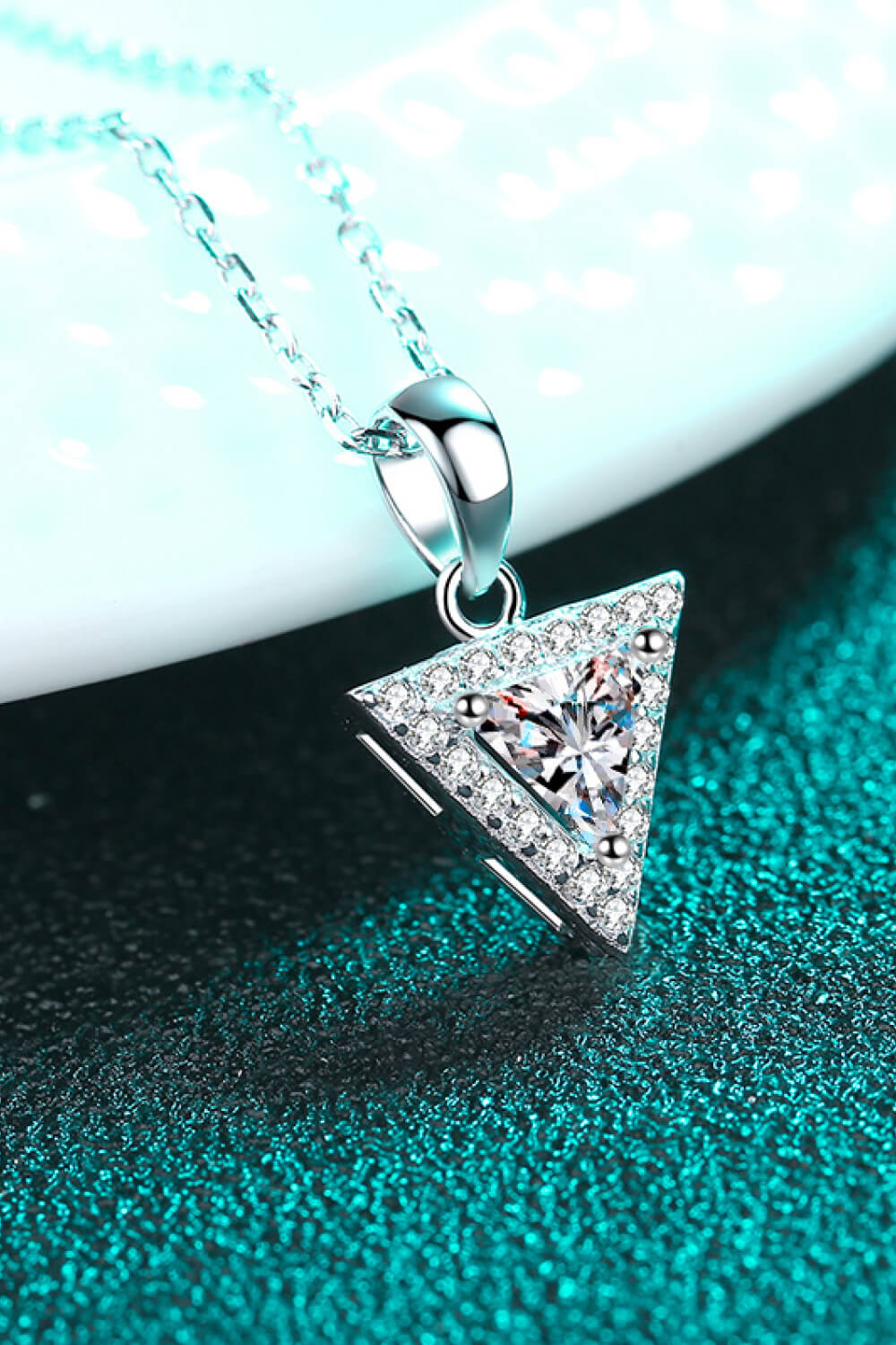 925 Sterling Silver Triangle Moissanite Pendant Necklace - Drazelle Store