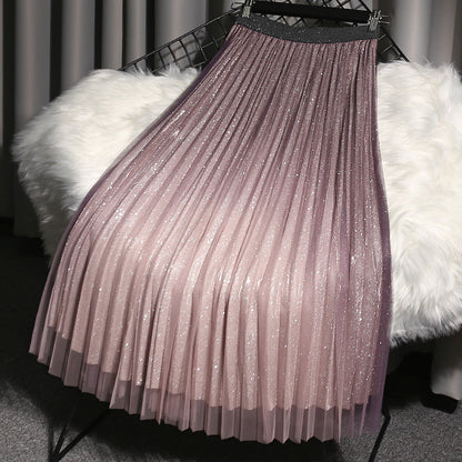 High-end Skirts Gradient Color Mid-length Pleated Skirt - Drazelle Store