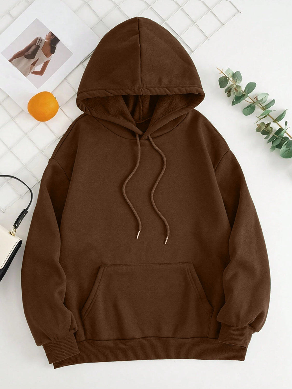 Drawstring Dropped Shoulder Hoodie - Drazelle Store