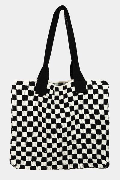 Fame Checkered Pattern Tote Bag - Drazelle Store