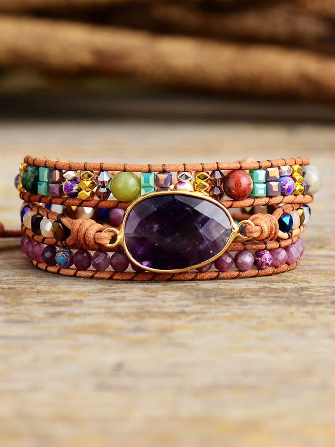 Triple-Layer Amethyst Bracelet - Drazelle Store