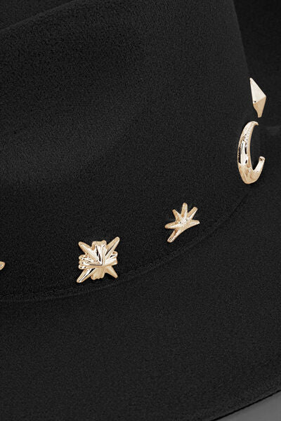 Fame Studded Sun Moon Star Fedora Hat - Drazelle Store