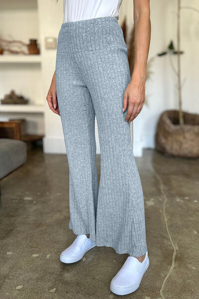 FAM-FAM Ribbed High Waist Flare Pants - Drazelle Store