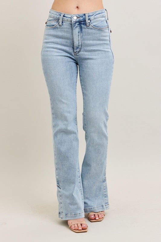 Judy Blue Full Size Vintage Wash Side Slit Slim Boot Jeans - Drazelle Store