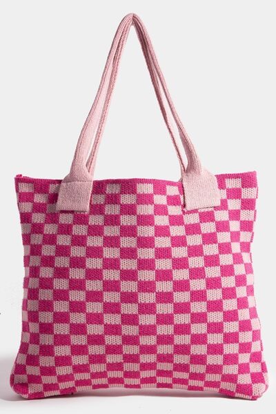 Fame Checkered Pattern Tote Bag - Drazelle Store