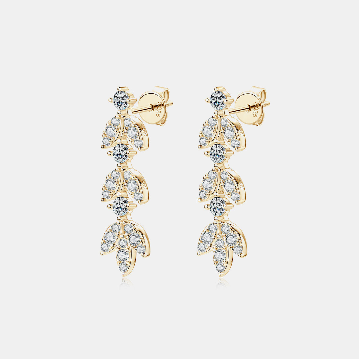 925 Sterling Silver Moissanite Leaf Earrings-Drazelle Store