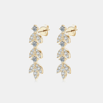 925 Sterling Silver Moissanite Leaf Earrings-Drazelle Store