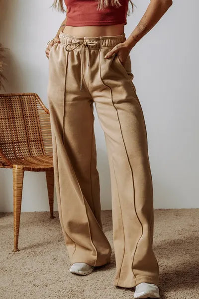 Drawstring Wide Leg Pants with Pockets - Drazelle Store