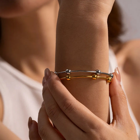 2-Piece Stainless Steel Adjustable Bracelet - Drazelle Store