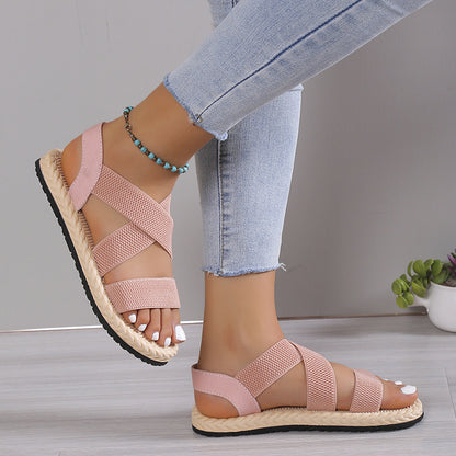 Open Toe Flats Sandals - Drazelle Store