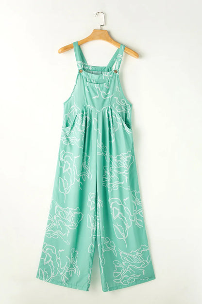 Printed Wide Strap Jumpsuit - Drazelle Store