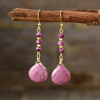 Natural Stone Bead Shape Earrings-Drazelle Store