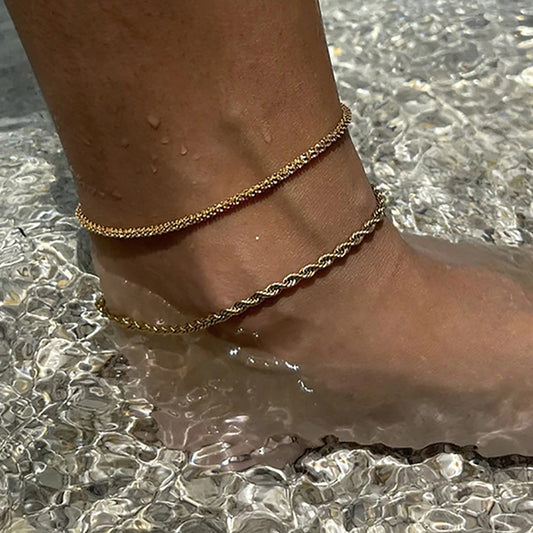 Stainless Steel Twist Chain Ankle Bracelet - Drazelle Store