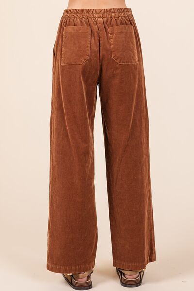 Mito shop Corduroy Back Elastic Waist Pants - Drazelle Store