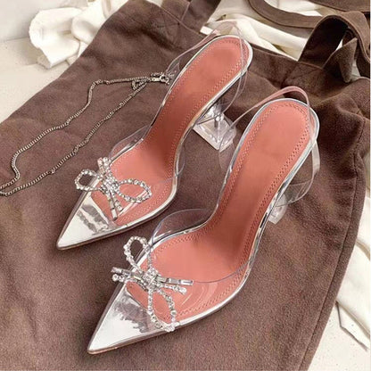 Women's Bow Transparent High Heels - Drazelle Store