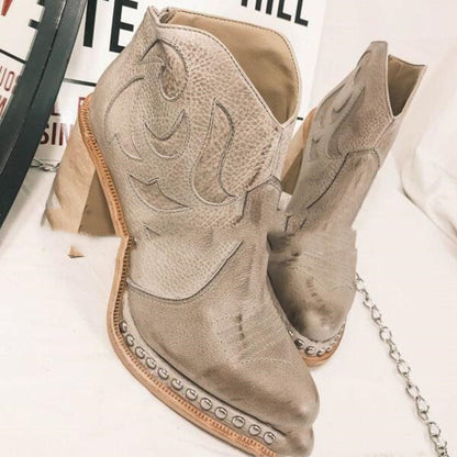 Block Heel Designed Boots - Drazelle Store 