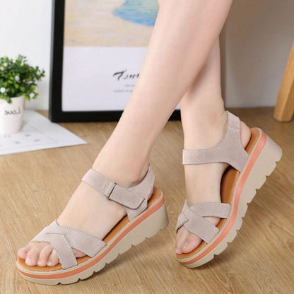 Wedge flat student sandals