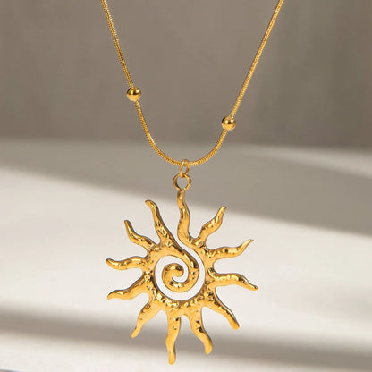 18K Gold-Plated Sun Pendant Necklace - Drazelle Store
