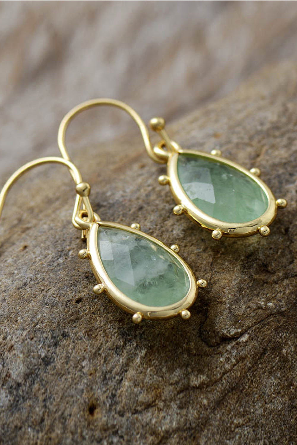 Natural Stone Teardrop Earrings-Drazelle Store