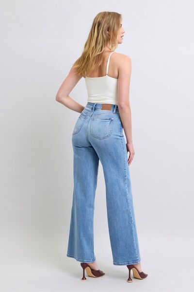 Judy Blue Full Size Wide Leg Jeans with Pockets - Drazelle Store