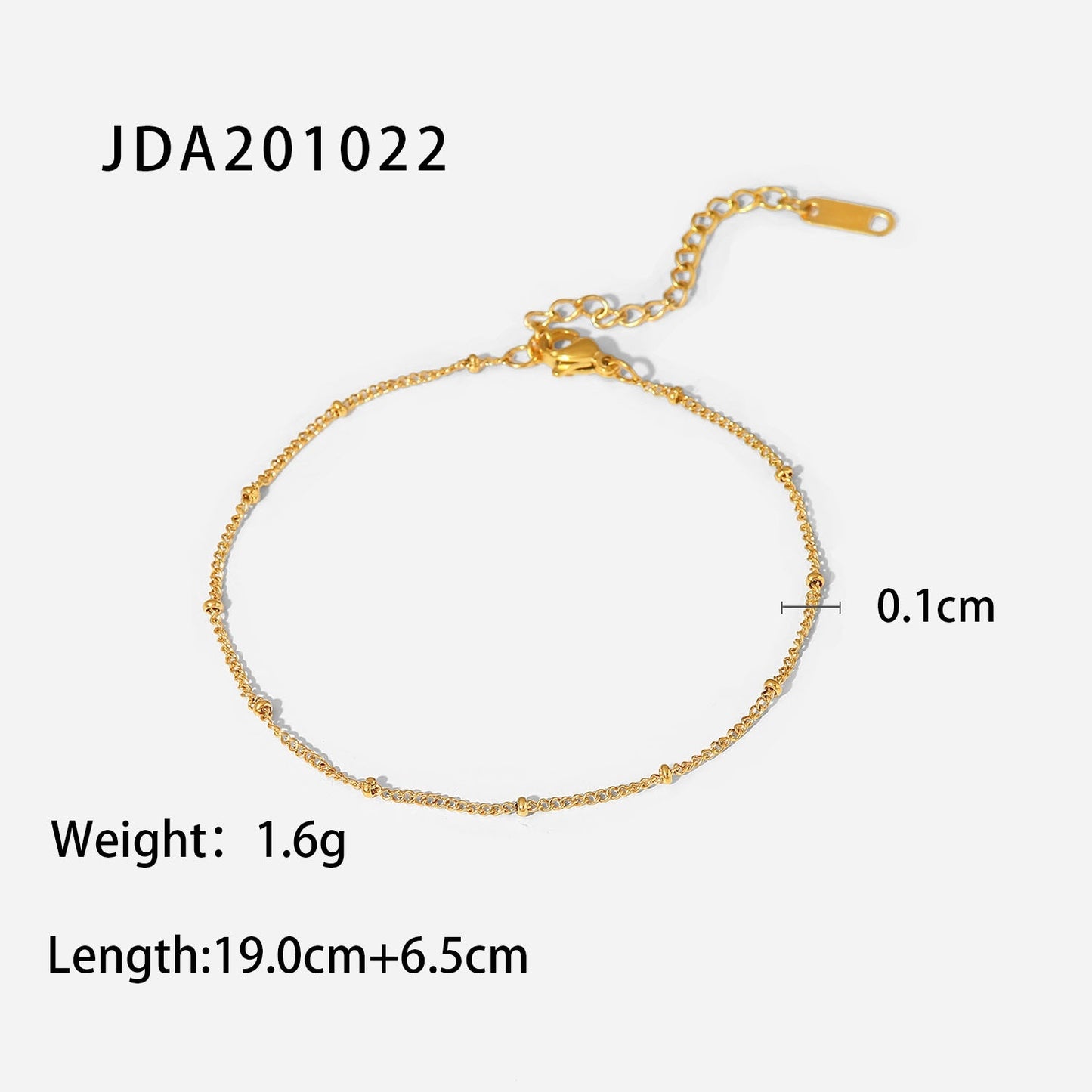 18K Gold Fine Classic Ball Bead Chain Stainless Steel Anklets - Drazelle Store