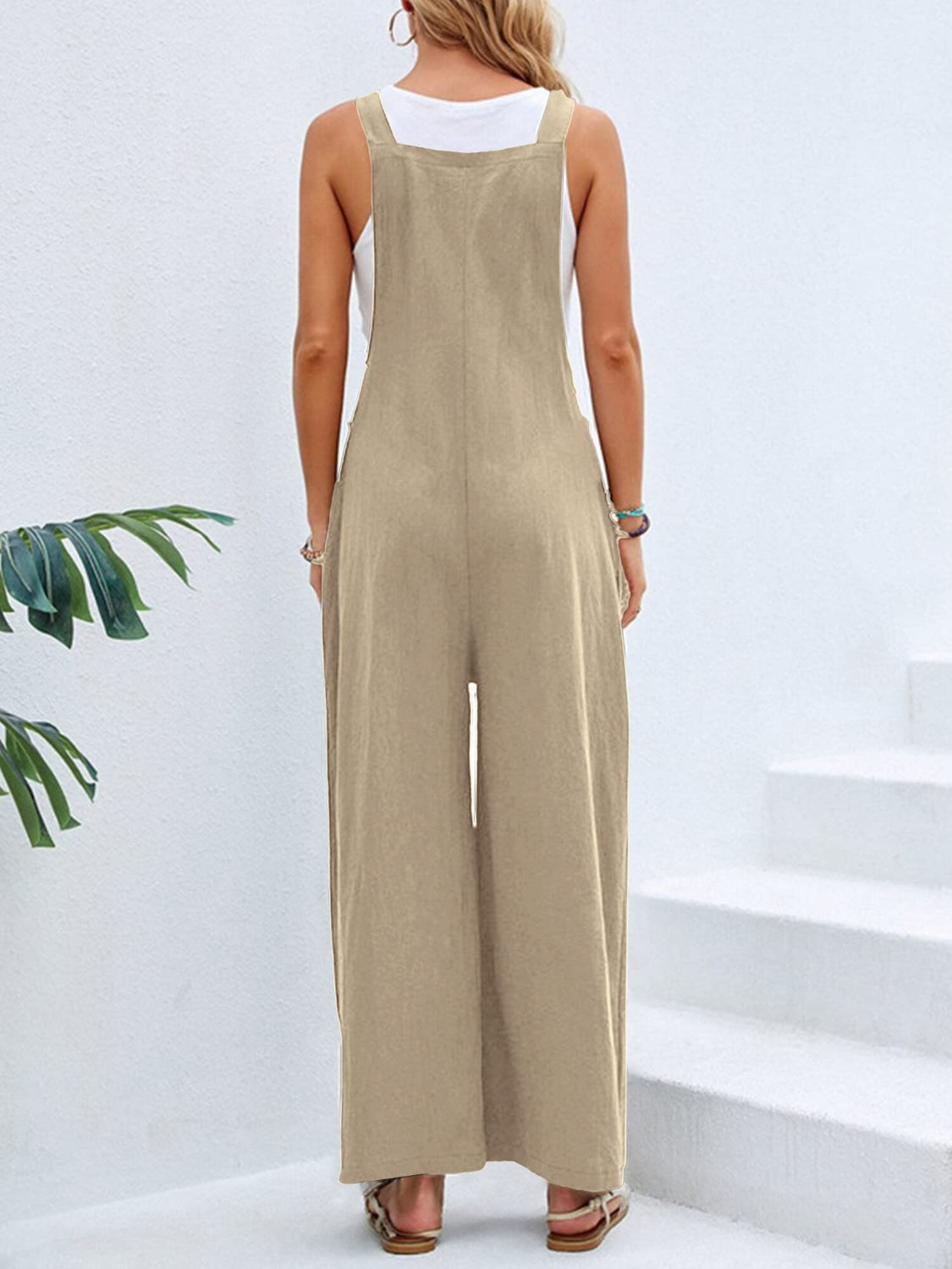 Full Size Square Neck Wide Strap Overalls - Drazelle Store