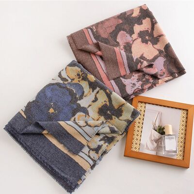 Printed Raw Hem Polyester Scarf - Drazelle Store