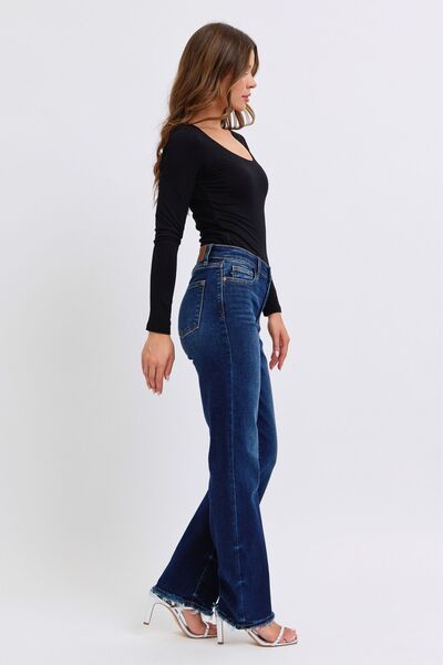 Judy Blue Full Size Raw Hem Straight Leg Jeans - Drazelle Store