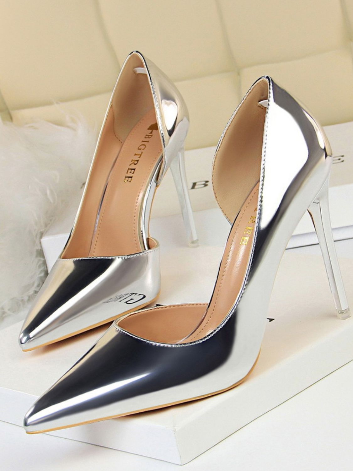 PU Leather Point Toe Stiletto Pumps - Drazelle Store