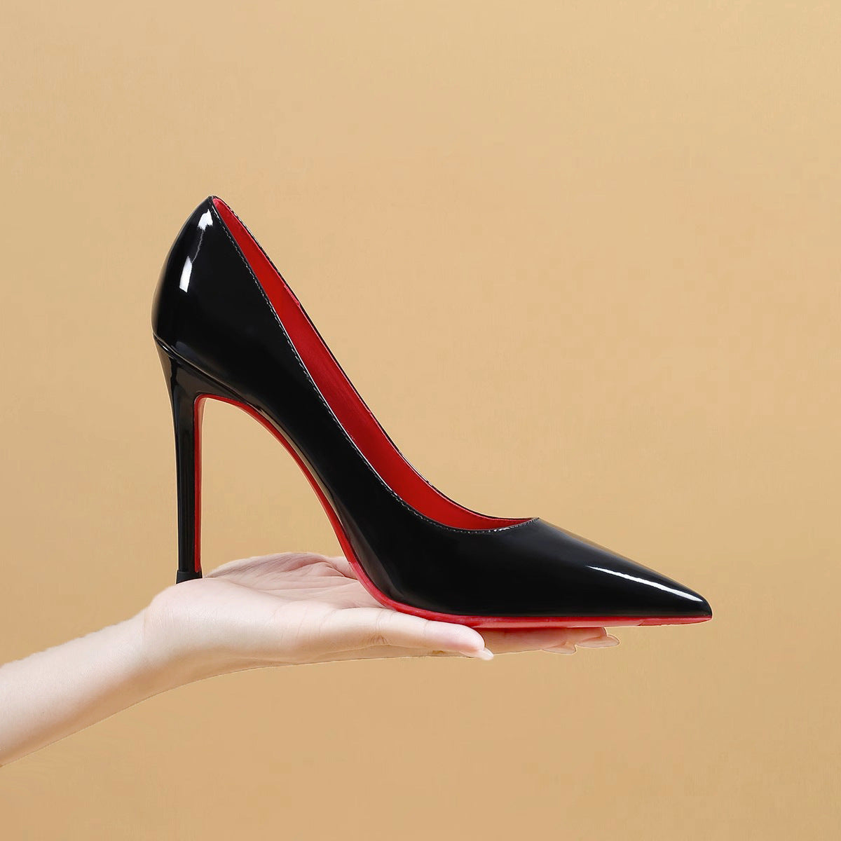 Black With Red Background High Women's Stiletto Pumps - Drazelle Store