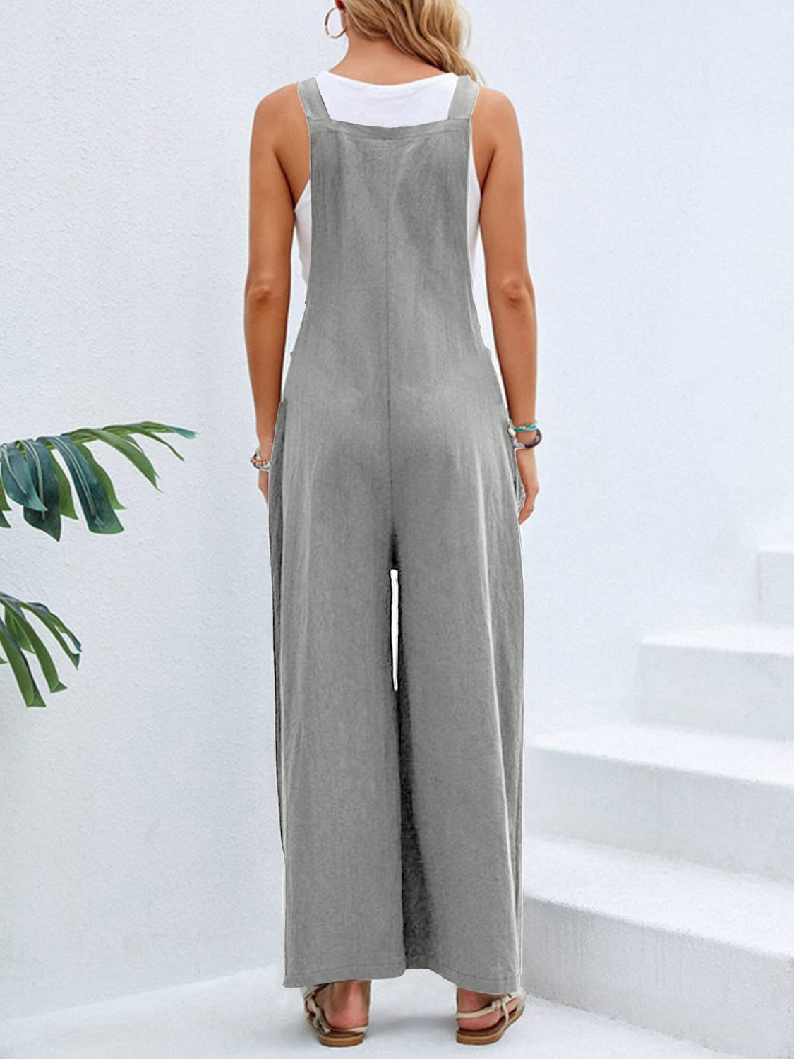 Full Size Square Neck Wide Strap Overalls - Drazelle Store