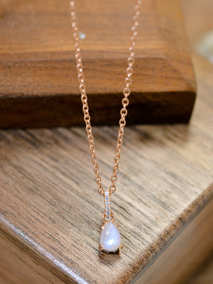 Moonstone Teardrop Pendant Necklace - Drazelle Store