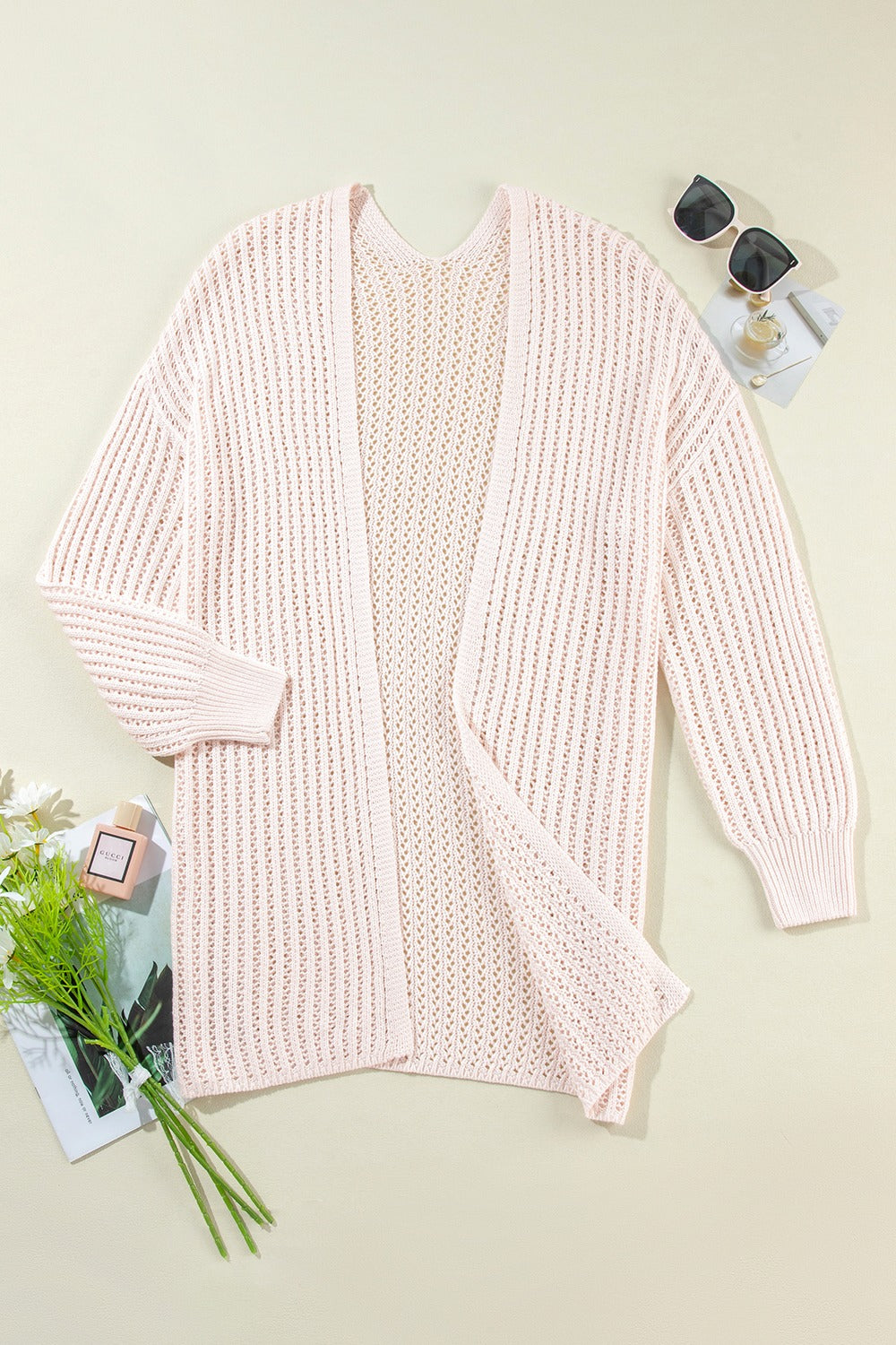 Open Front Long Sleeve Cardigan - Drazelle Store